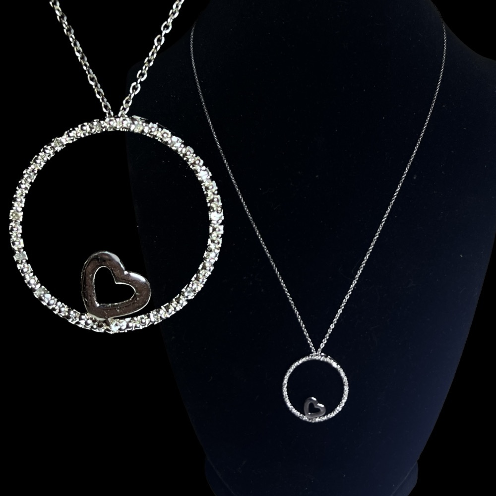 Sterling Silver 18" chain necklace with cz circle of life pendant with heart